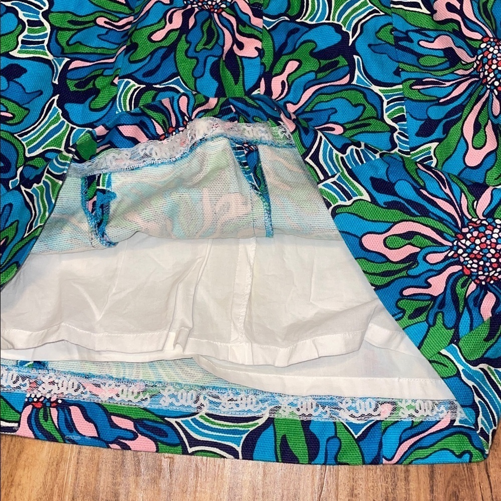 Lilly Pulitzer women’s 4 small dress Strapless Blue Green Floral Bowen vintage - Picture 4 of 9